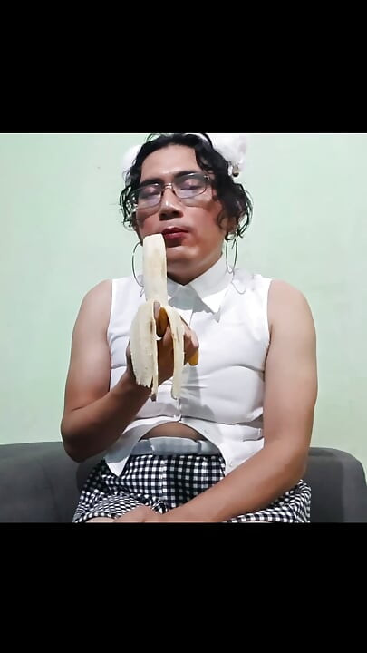 In shors and mini skirt