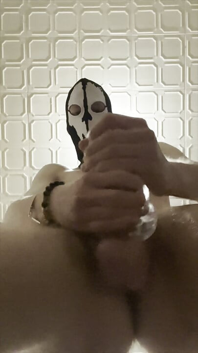 7 Inch (18cm) Hot Cock Owned by a Masked Slim Twink. Flashlight Intense Masturbation, Moaning.