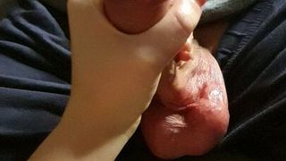 Quick hot handjob on huge cock