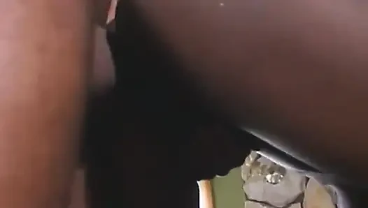 Young Ebony Babe Fingered to Orgasm by Older Man