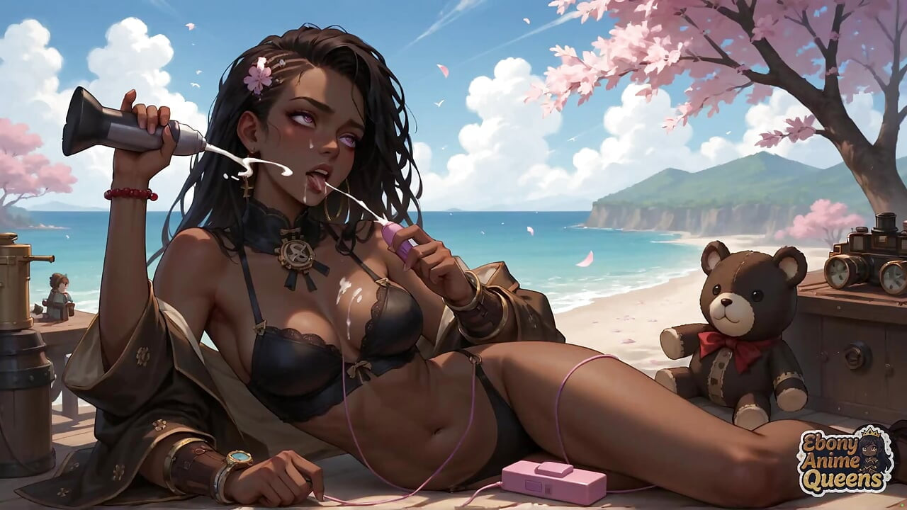 Грязная чернокожая богиня дает цвет вишни Dt у океана