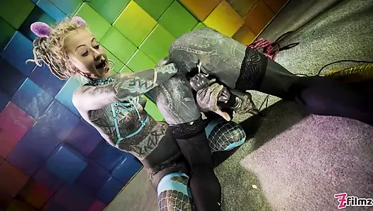 Heavily tattooed trans Lily Lu gets anal fisted