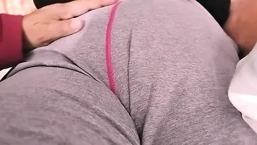 Petting my girlfriend over her pijamas until she undresses herself!