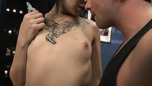 Brunette with small tits gets creamed after fucking in all positions