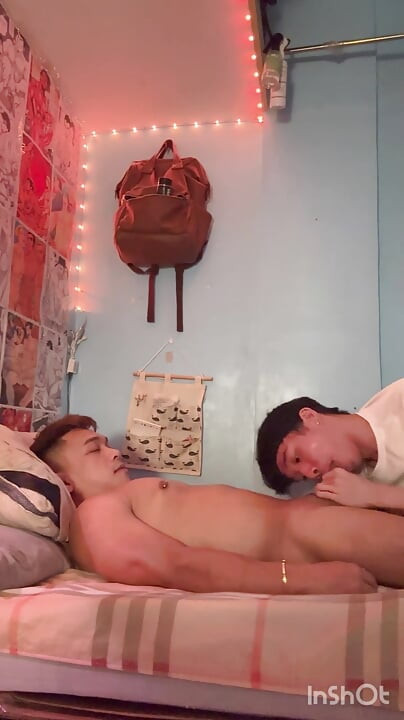 Filipino Twink's Huge Cock Gets Sucked Hard by Slim Asian Boy