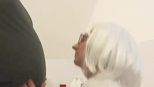 My favorite schoolgirl came to see me during my shower