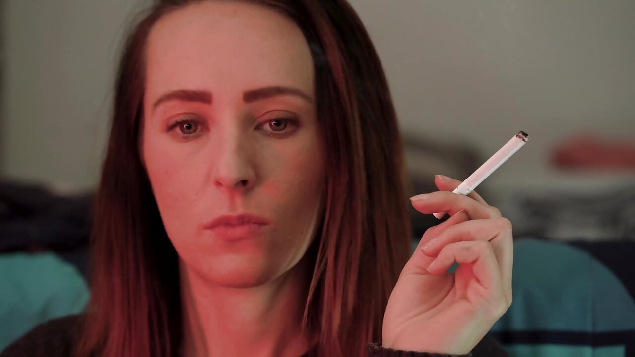 Petite Brunette Close up Smoking Tease