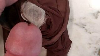 Legging collants nylons de SD imbibé de masturbation avant l'éjaculation