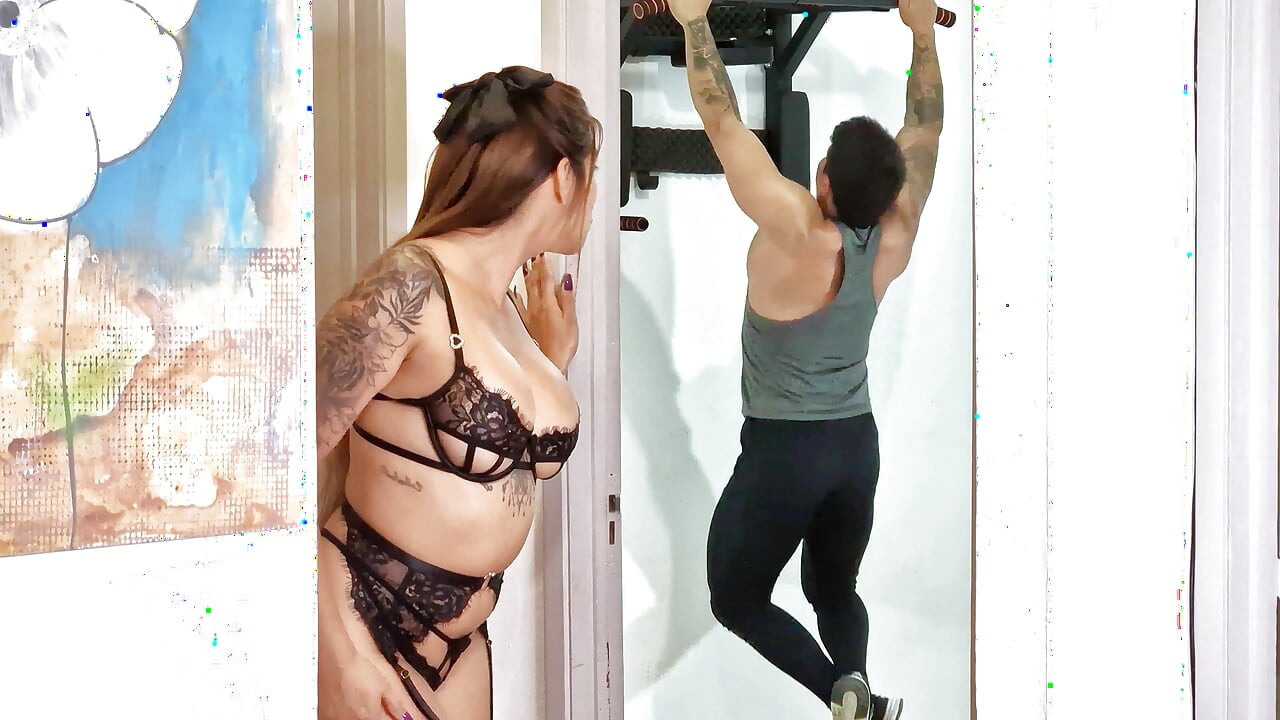 Stunning MILF in lingerie asks her stepson to fuck her while her husband is away!