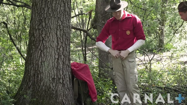 ScoutBoys Horny Troye Jacobs spies on scout and scoutmaster fucking