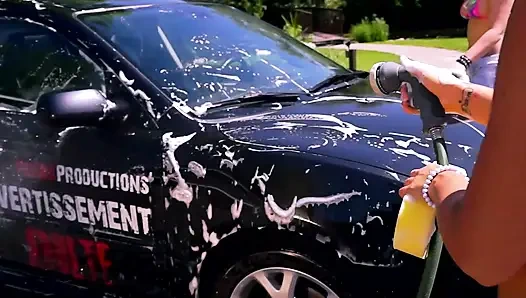 Two Hot Girls Get Fucked Hard Outside on the Car