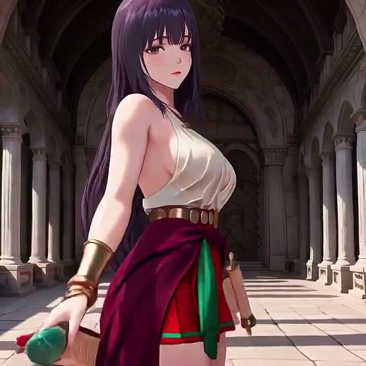 From the Ancient Pool to Sun-drenched Bedroom, She Goes From Kneeling Poses to Bare Legs Spread Wide