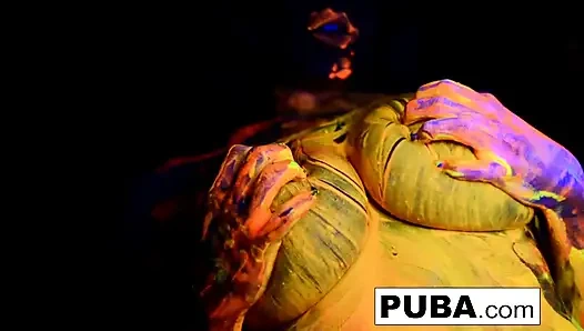 Busty Natasha Shoots A Fun And Sexy Black Light video
