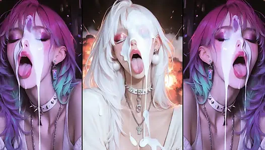 Аниме-персонажи получают их лица тщательно покрытые спермой.