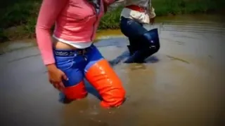 Two thai girls in muddy thigh boots!!!