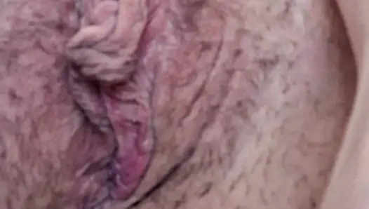 Look at mommy's hairy pussy open, honey.