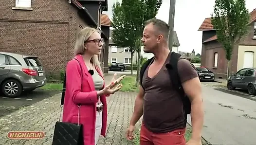 Pretty Blonde Next Door with Glasses Approached for Sex