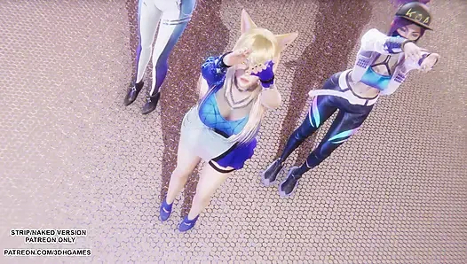 MMD KPop Охотники на демонов - HUNTRX - Золотой Ahri Kaali Kaisa, сексуальная Kpop, танец лиги легенд, хентай без цензуры, 4K 60FPS