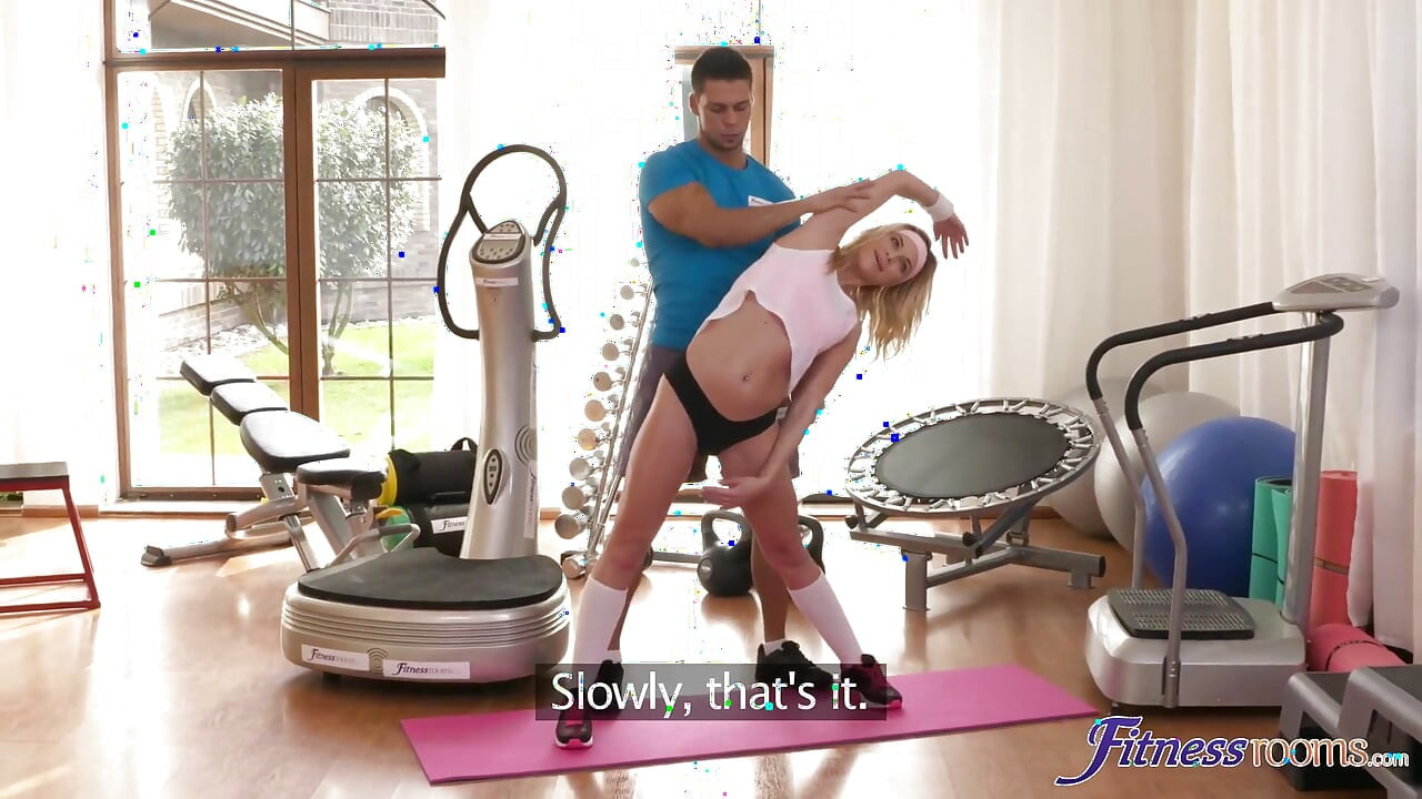Fitness Rooms - Personal Trainer and Flexible Babe Need to Be Stretched Out