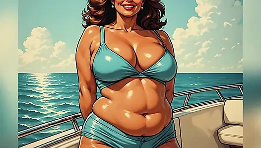 Heiße frauen genießen yacht-ai-kunst