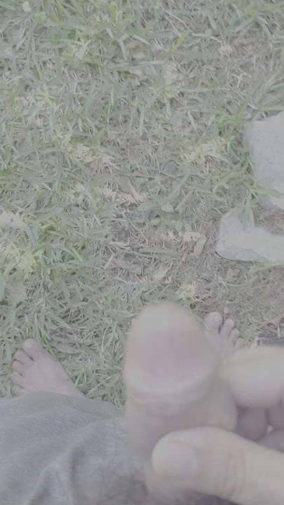 cumming in the front yard