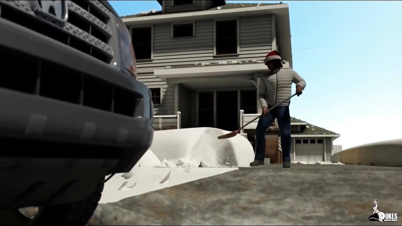 אישה מפותלת מבלה את כל היום שלה לפני חג המולד בלקחת זין שחור