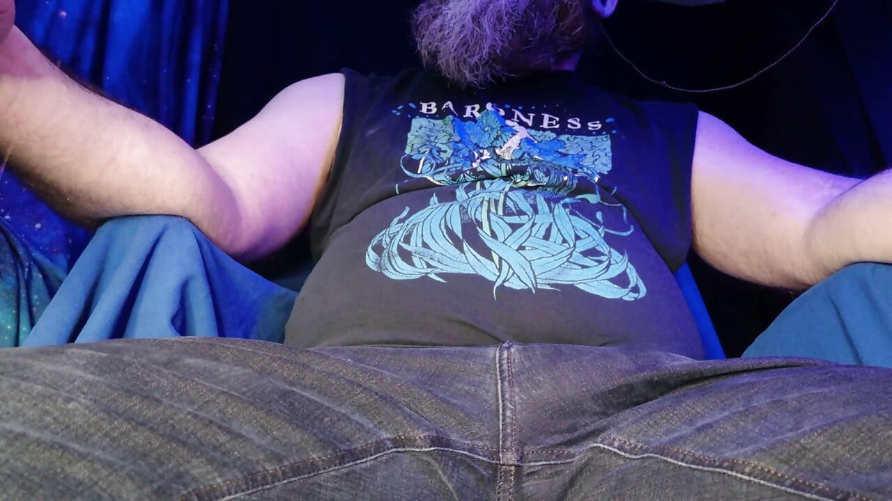 Daddy Rubbing Cock Though His Jeans