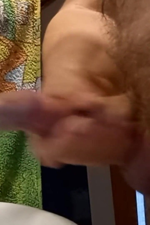 Bitch masturbates my cock in the bathroom with my continuation and cum