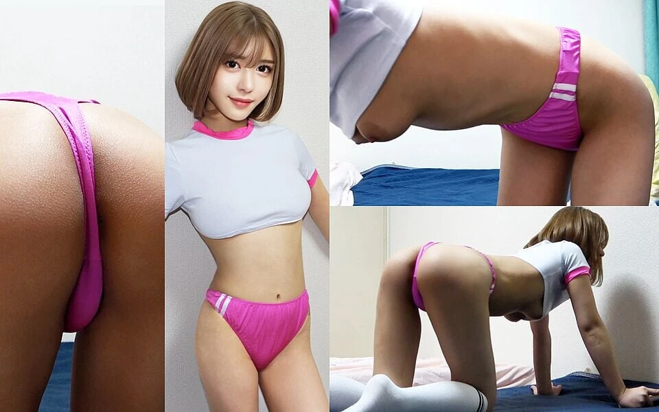 Thong Bloomers and No Bra Short Gym Clothes Girl Clean Room, Indoor Camera Cute Tits Girl in Girl's Only Apartment in Japan