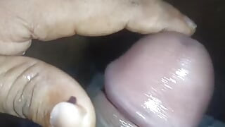 Handjob of my cock and cum is falling