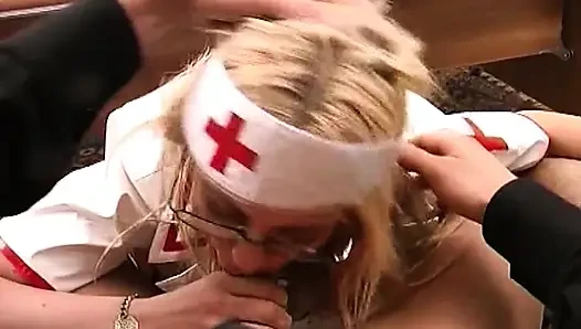 Naughty Nurse Deepthroats and Rides Throbbing Cock Wildly