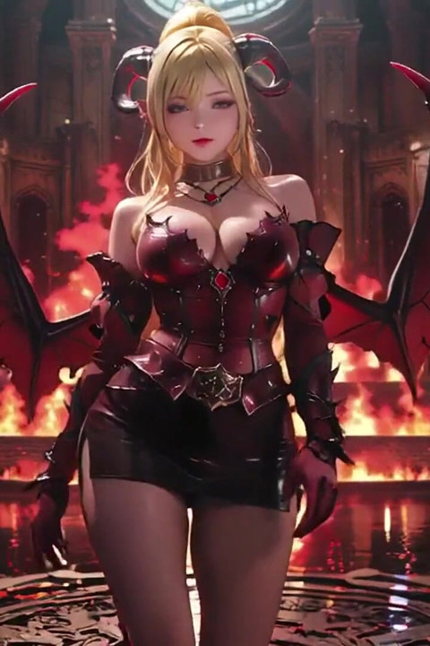 Lava Throne! Blonde Demon Queen Kneels & Membentangkan Sayapnya, Malas Mengusik Dengan Kaca.