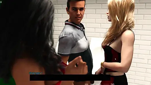 Two Horny Lesbian Girls Threesome With Guy In Public Toilet