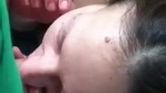 Cute girlfriend gets her face plastered