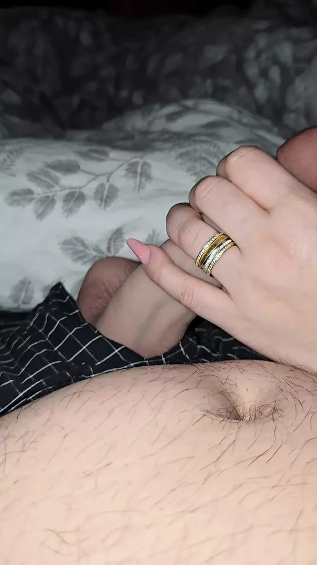 Step mom pulled out step son big dick for a fun handjob