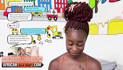 Enge schwarze muschi ebenholz teen tief von großem weißem schwanz gedehnt