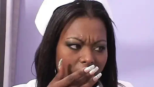 Ebony goddess seduces white patient with her amazing black ass