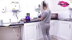 Cooking in a communal kitchen while flashing and having my pussy out