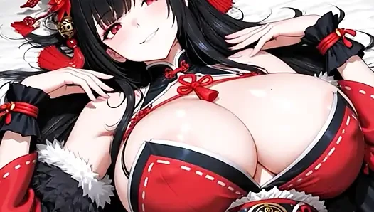 Edo stadtbordell, riesige brüste oiran kimono