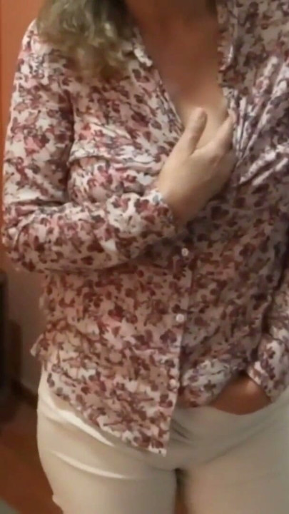 My wife shows her tits to make them wank and cum | Clip 1