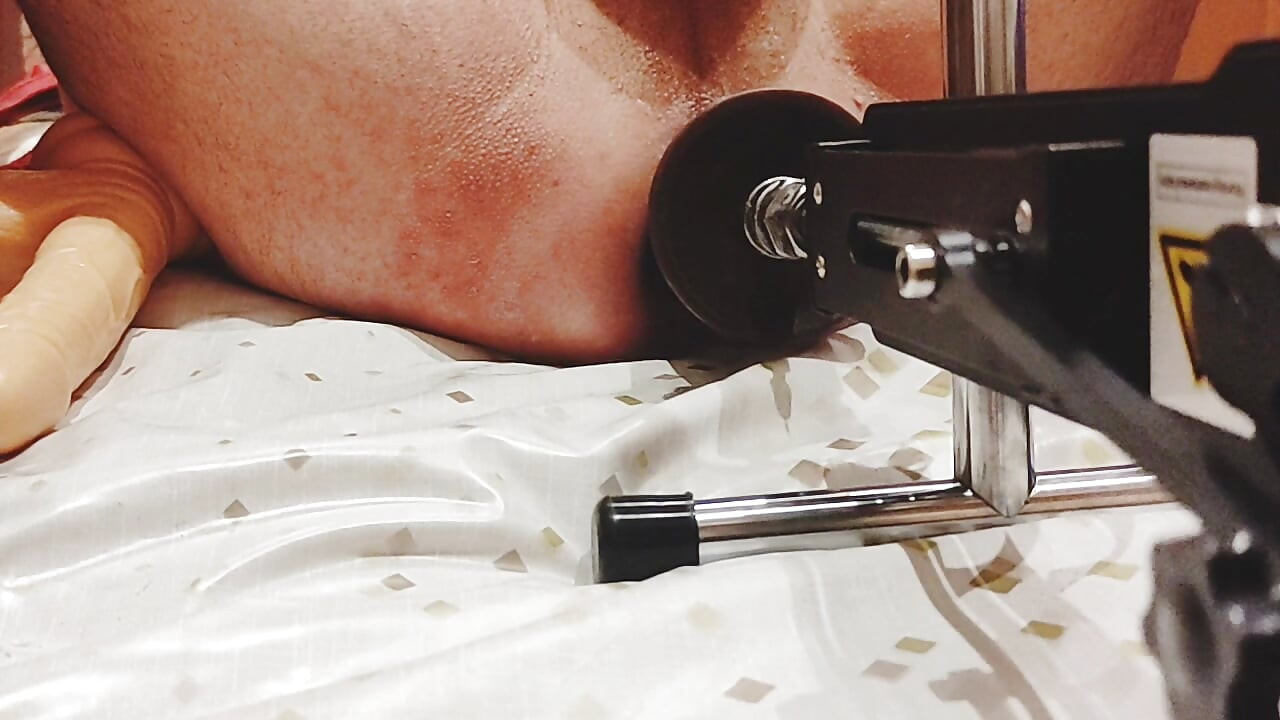 Machine fuck for big dildo 28 cm, double anal
