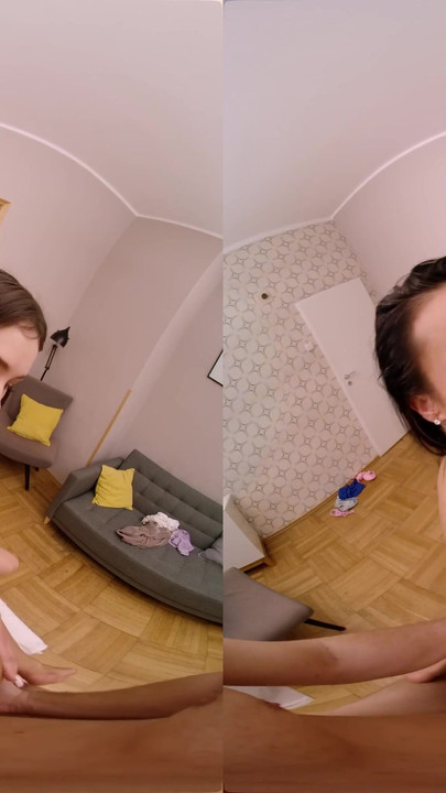 Stunning moment from "Two Girls Take Turns Massaging My Cock - Virtual Real Porn"