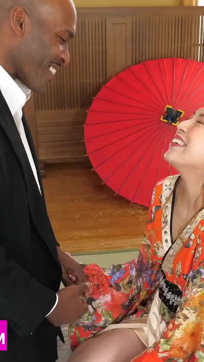 Hot MILF Japanese Geisha Penetrated, Fucked and Creampied with a Black Big Cock | Clip 1