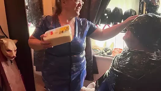 Eggs porn video – Sploshing and humiliation custom.