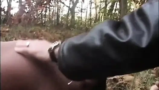 Young Black Woman with Nice Tits Fucked in the Woods by a Big Cock and Cumshot in Mouth