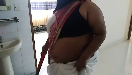 Stepmom Rough Fucked by Stepson While Sweeping the House