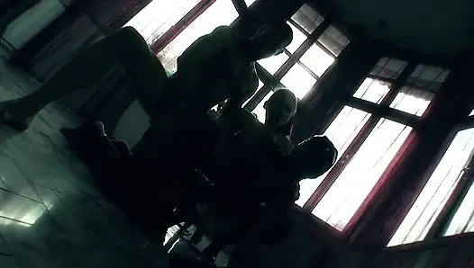 Masked slut gets her ass drilled with a dildo and a dick