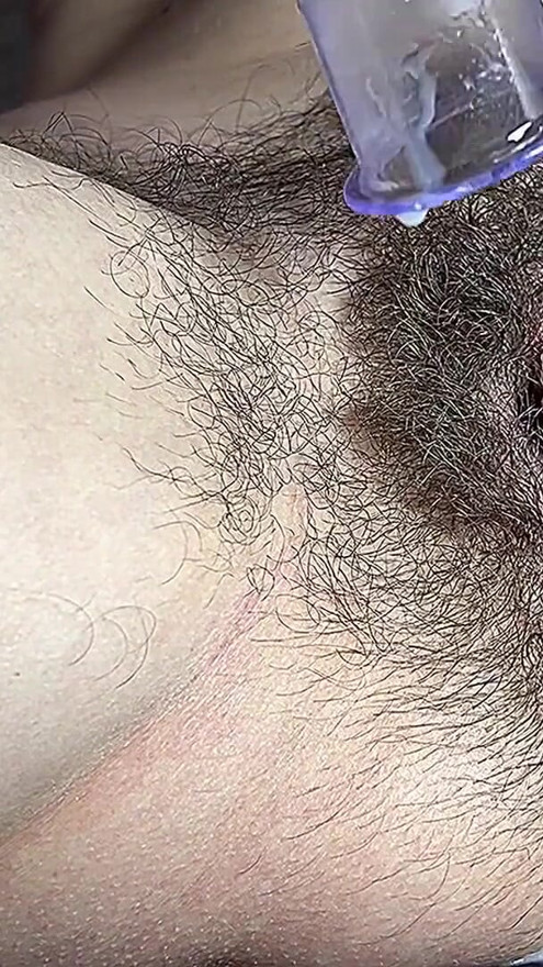Hairy mommy leaks from vacuum,masturbation | Clip 1