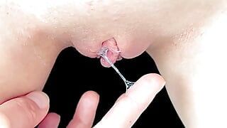 homemade fuck fingering dripping horny wet juicy shaved pussy with slime close up