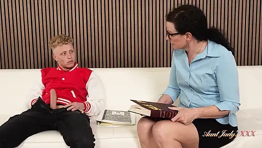 AuntJudysXXX - Tall Mature Teacher Beth McKenna Fucks Her Jock Student